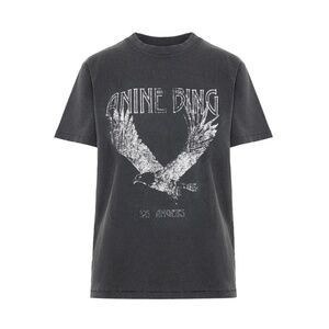NWOT Anine Bing Lili Eagle Graphic Tee In Washed Black Size XS